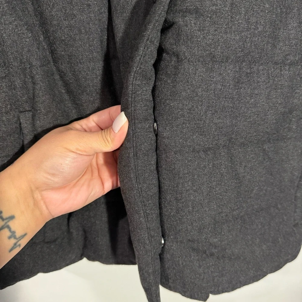 NWT J Jill Charcoal Gray Quilted Puffer‎ Jacket Coat Zip Pockets Small Modern